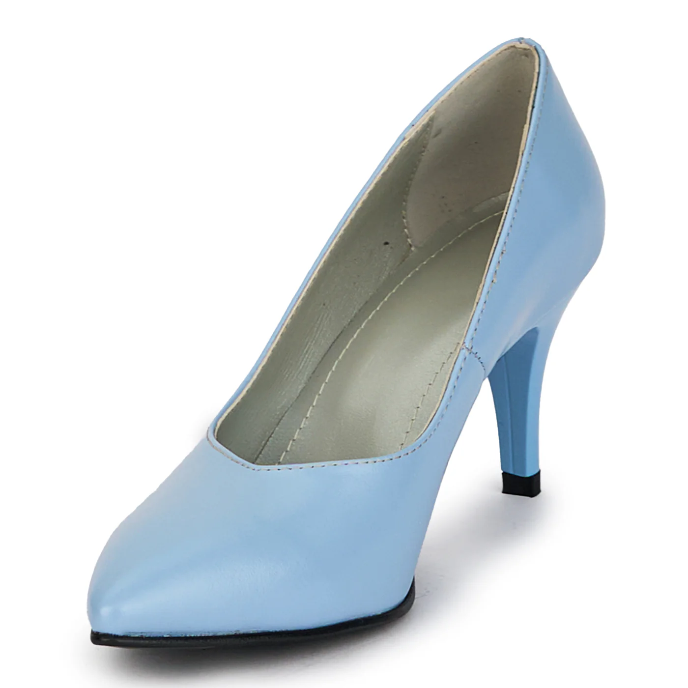 Pantofi dama din piele naturala albastra cu toc subtire 8 cm 18123 - Image 3
