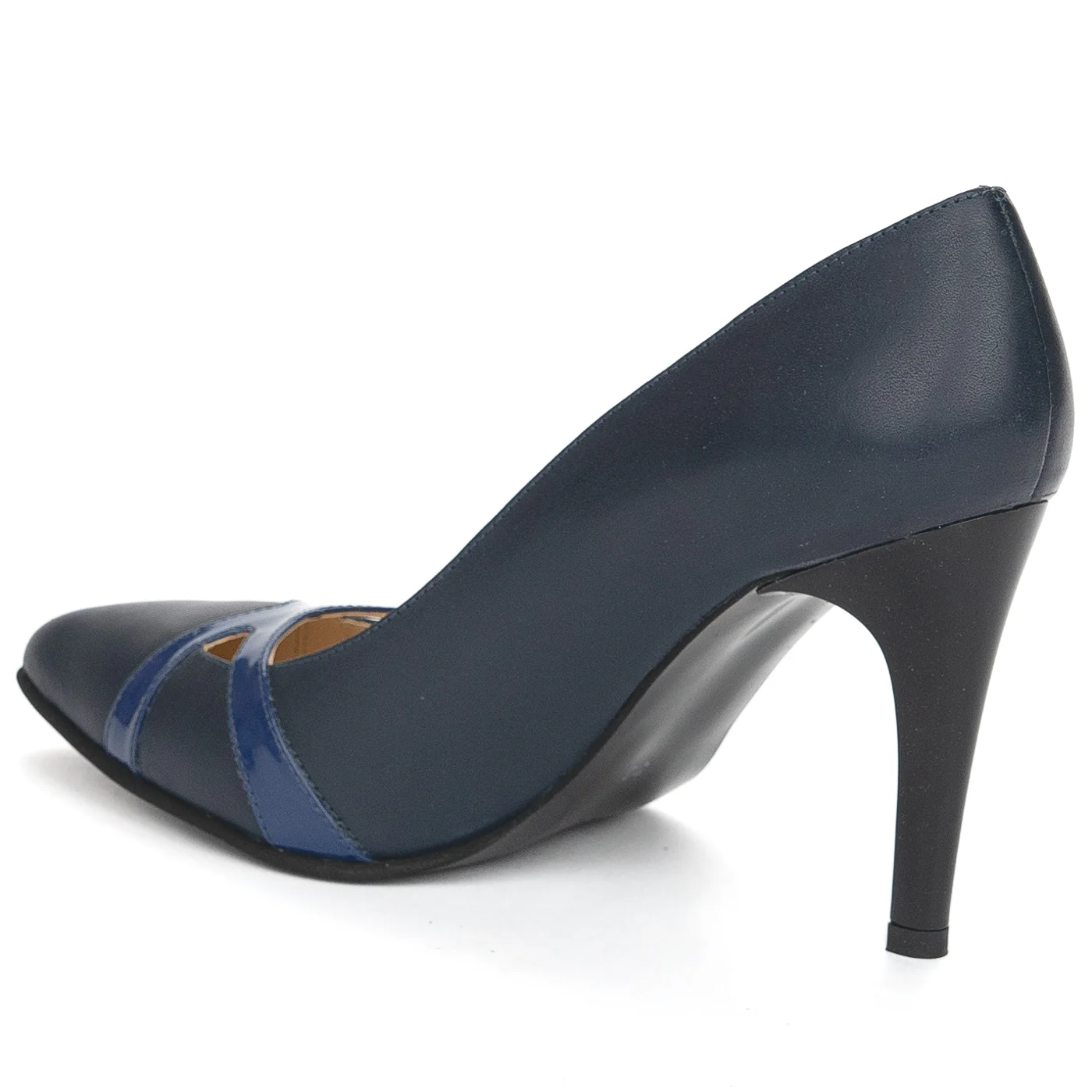 Pantofi dama din piele naturala bleumarin cu toc subtire 9 cm 13890 - Image 2