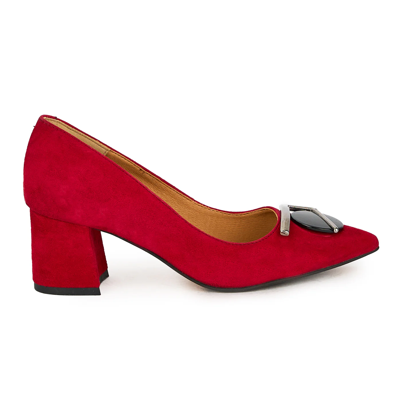 Pantofi dama din piele naturala bordo cu toc gros 6 cm 17567