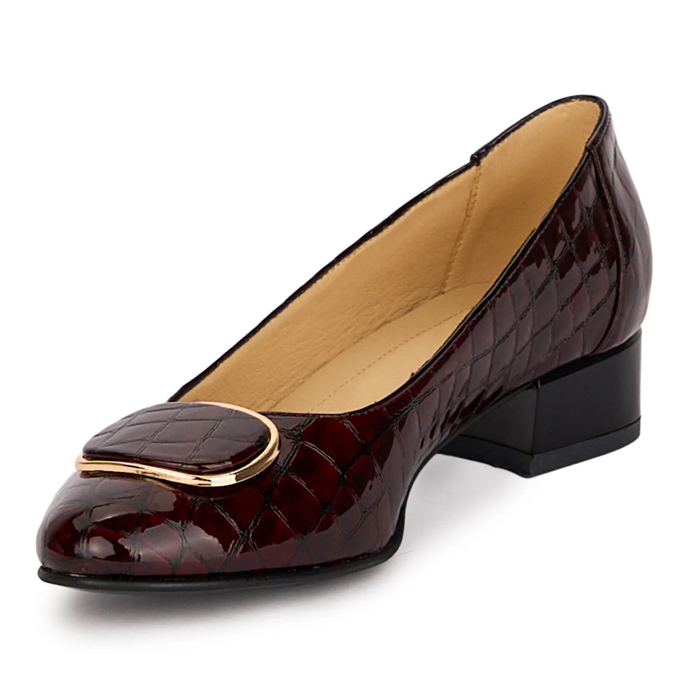 Pantofi dama din piele naturala bordo cu toc mic 3.5 cm 18603 - Image 3