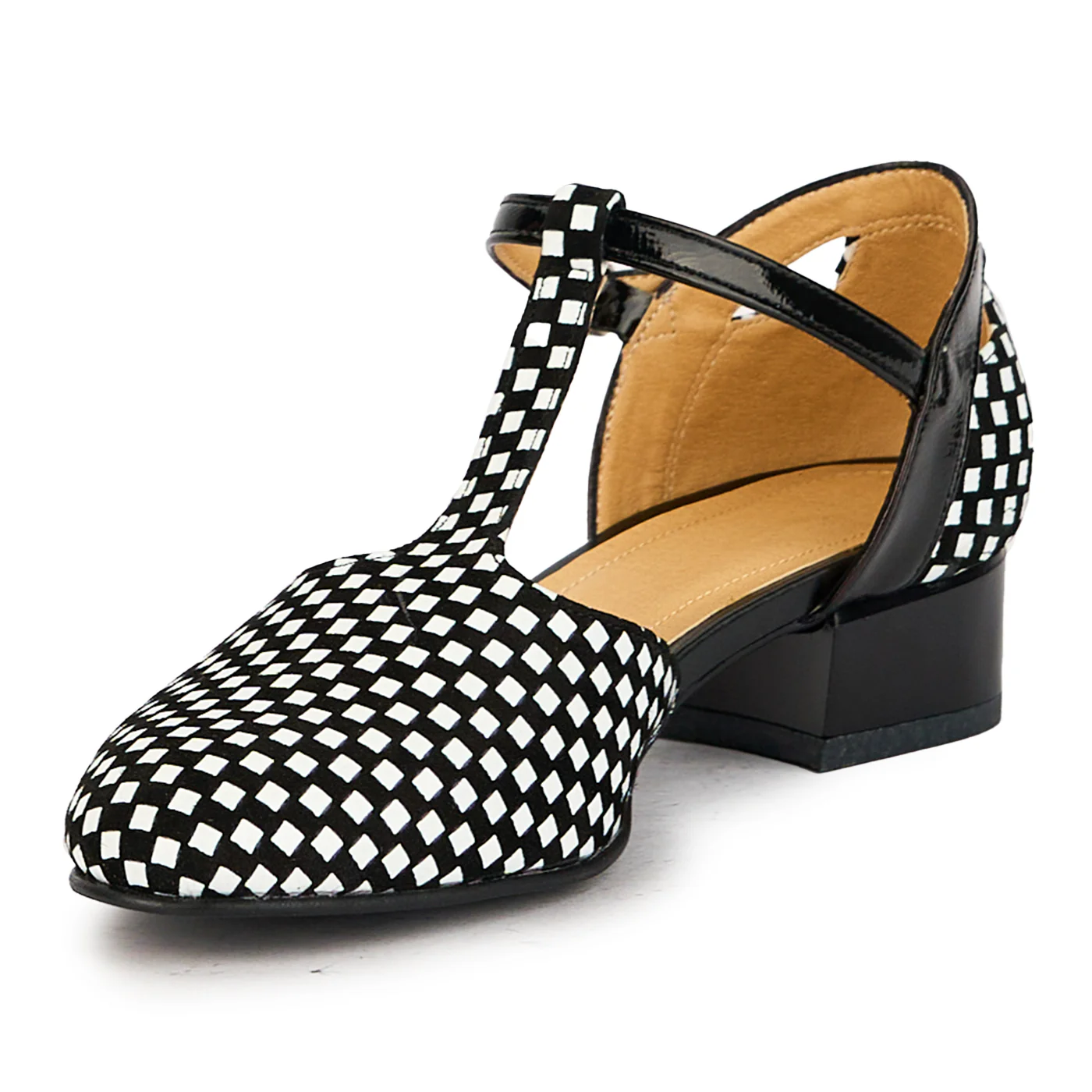 Pantofi dama din piele naturala carouri cu toc 3 cm 17397 - Image 3