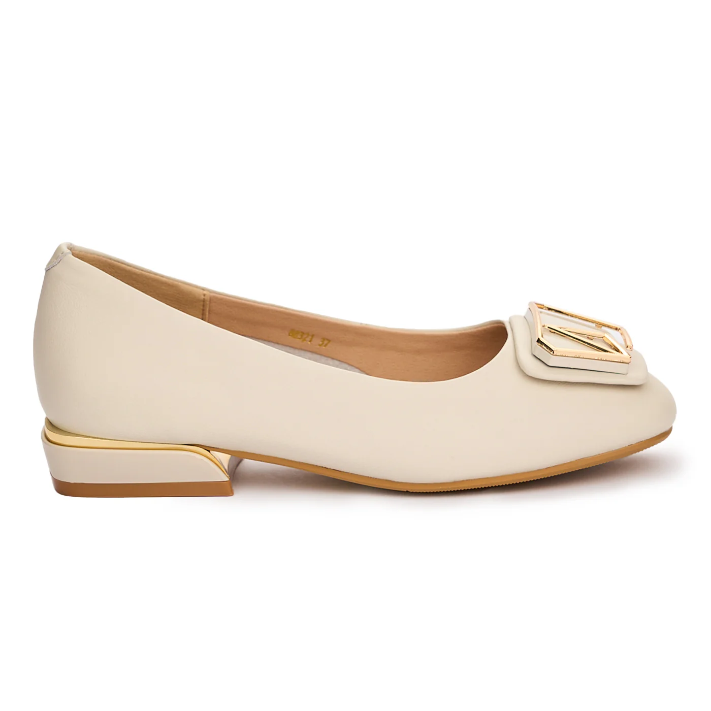 Pantofi dama din piele naturala crem 13104