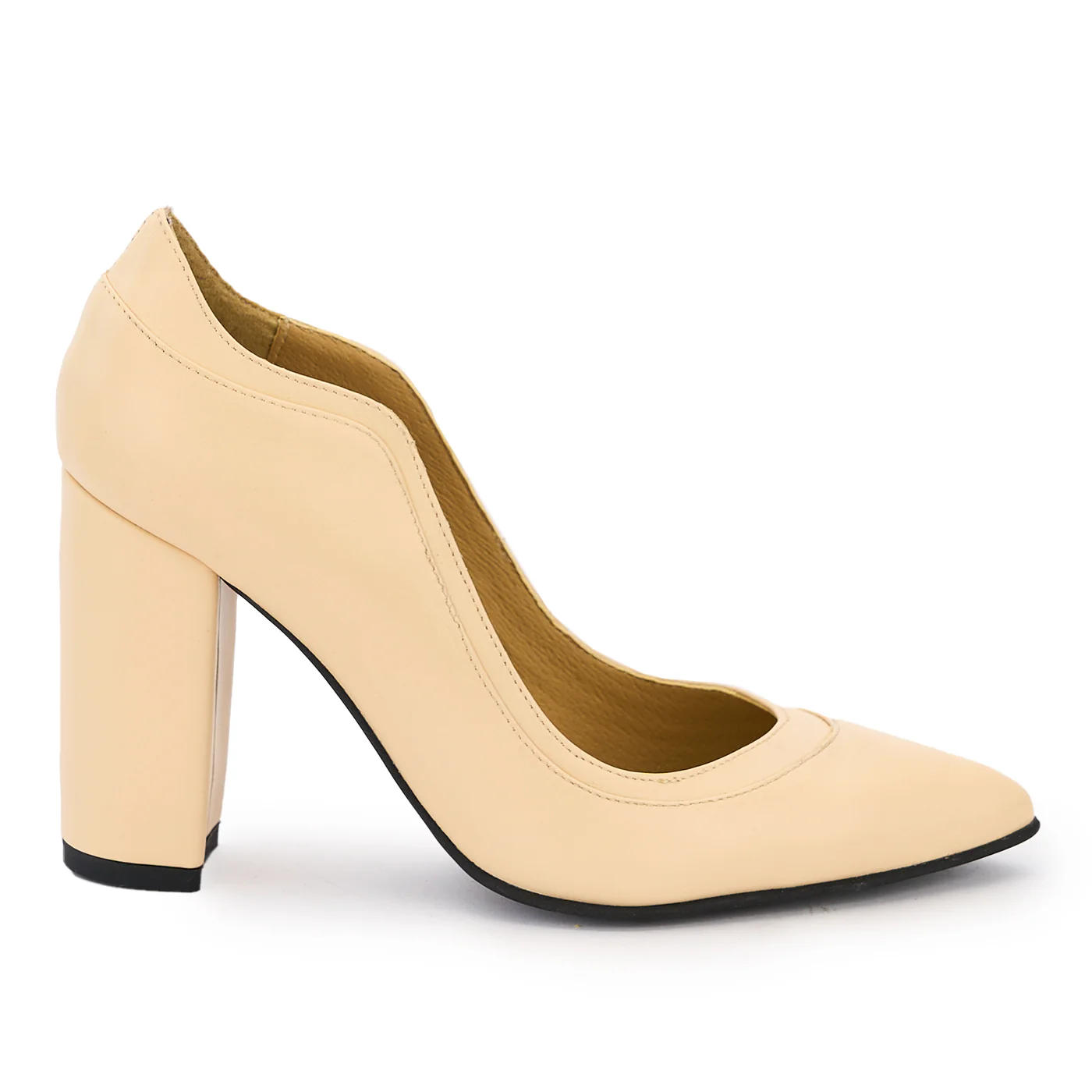Pantofi dama din piele naturala crem 14018