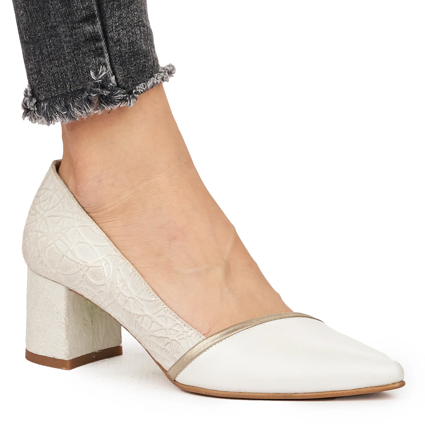 Pantofi dama din piele naturala crem 9143 - Image 2