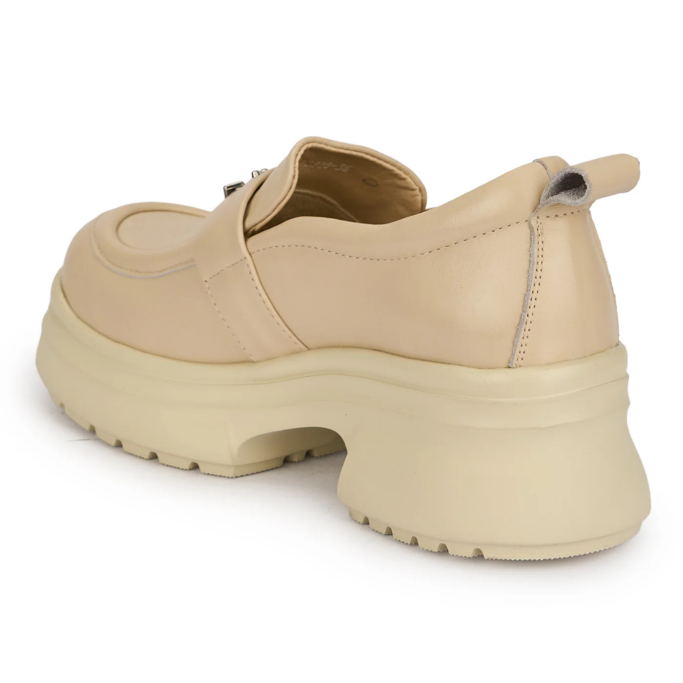 Pantofi dama din piele naturala crem cu talpa inalta 5.5 cm 19503 - Image 2