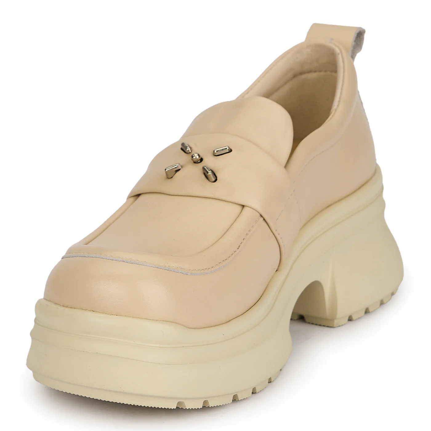 Pantofi dama din piele naturala crem cu talpa inalta 5.5 cm 19503 - Image 3