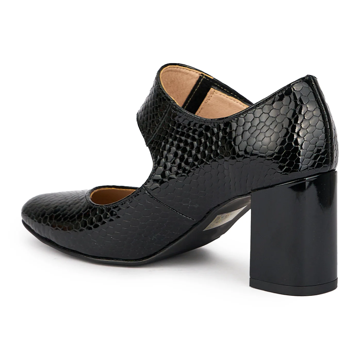 Pantofi dama din piele naturala cu bareta pe glezna si toc gros 7.5 cm 15414 - Image 2