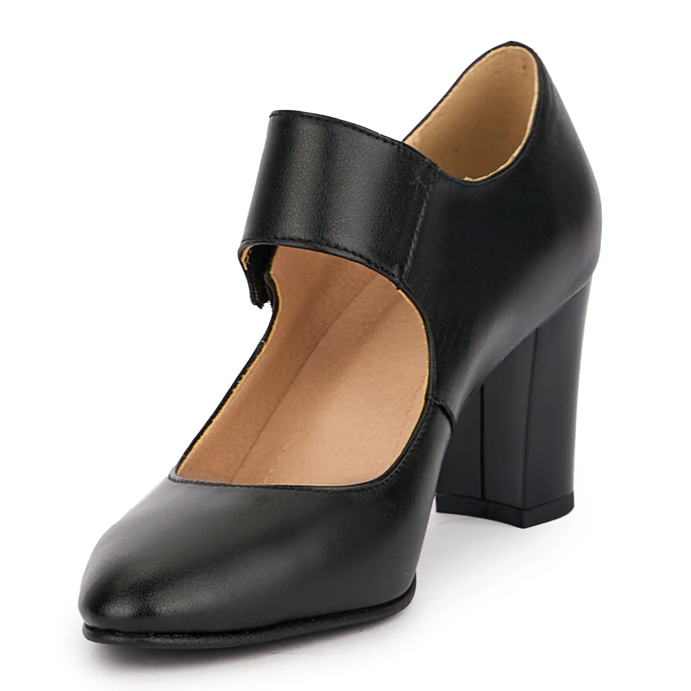 Pantofi dama din piele naturala cu bareta pe glezna si toc gros 7.5 cm 16965 - Image 3