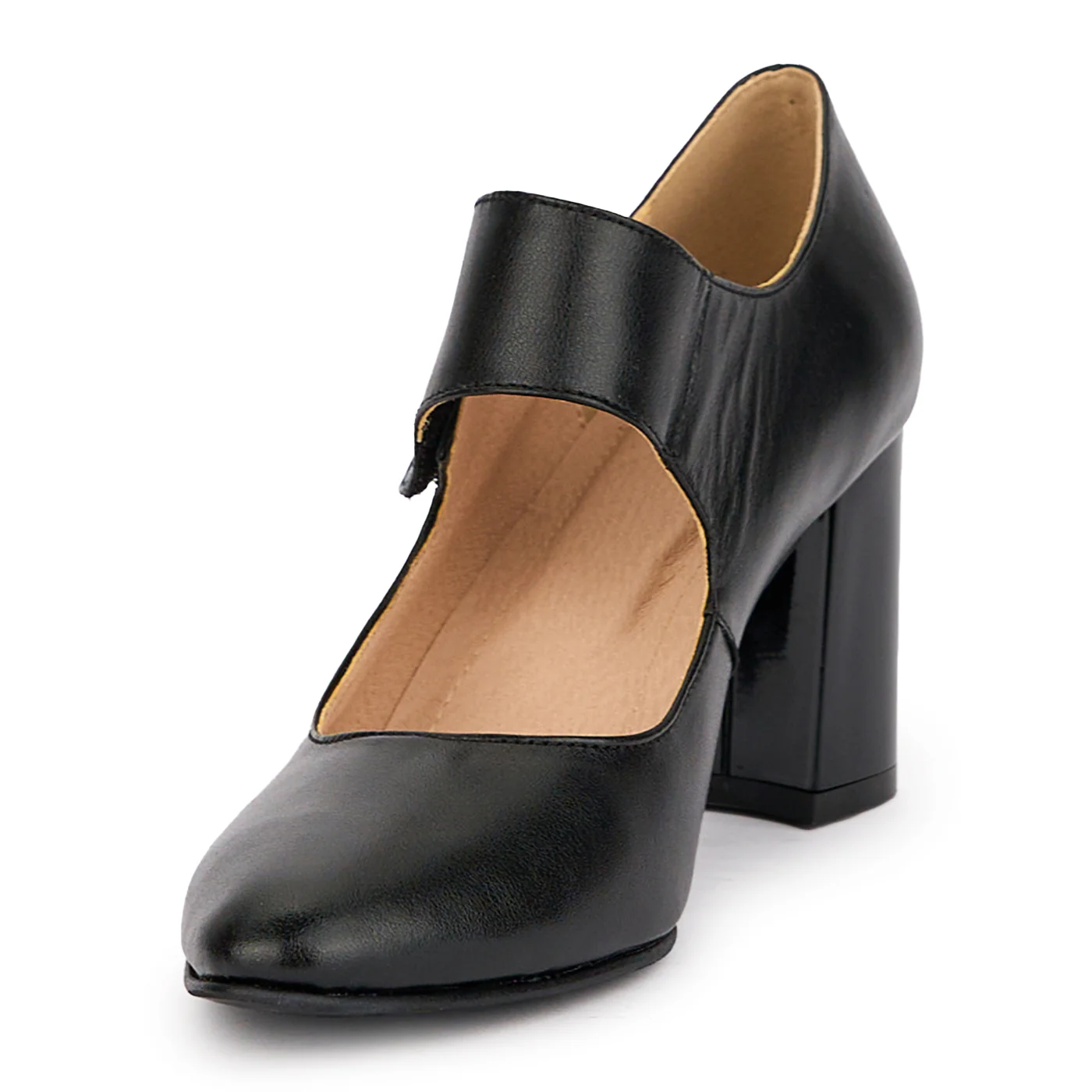 Pantofi dama din piele naturala cu bareta pe glezna si toc gros 8 cm 16966 - Image 3