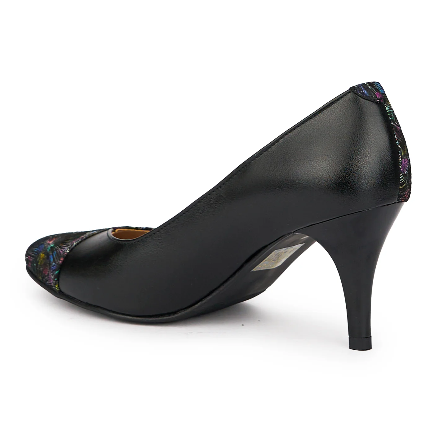 Pantofi dama din piele naturala cu model floral si toc subtire 8 cm 15416 - Image 2