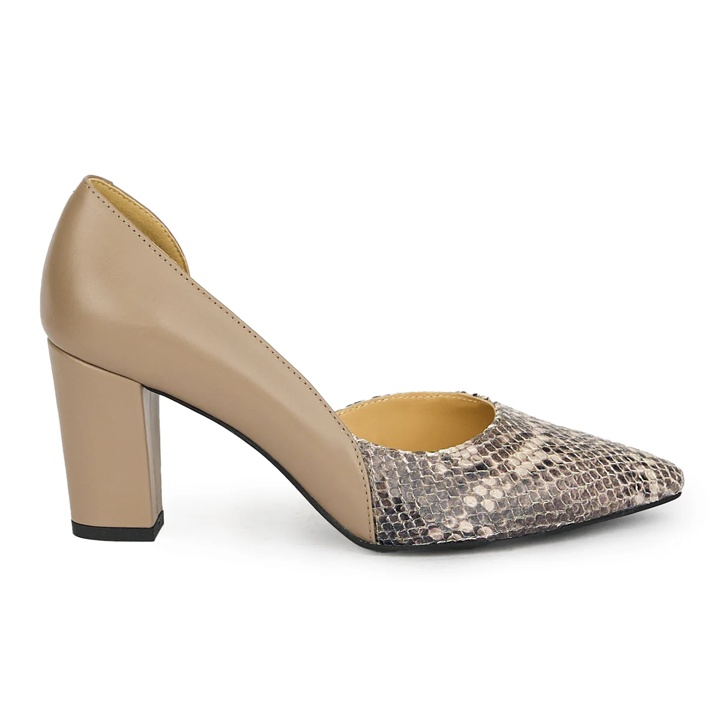Pantofi dama din piele naturala cu toc gros 17802