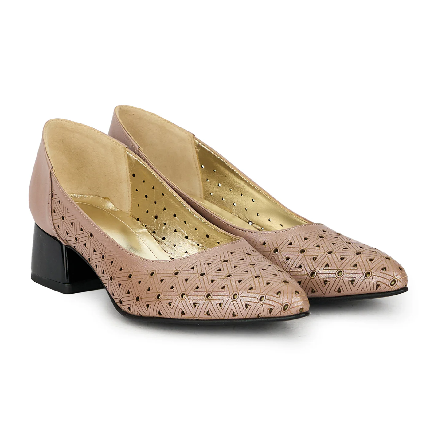 Pantofi dama din piele naturala cu toc gros 17818 - Image 4