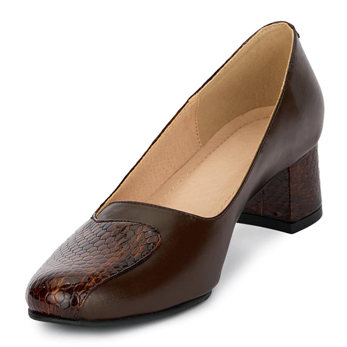 Pantofi dama din piele naturala cu toc gros 4.5 cm 17871 - Image 3
