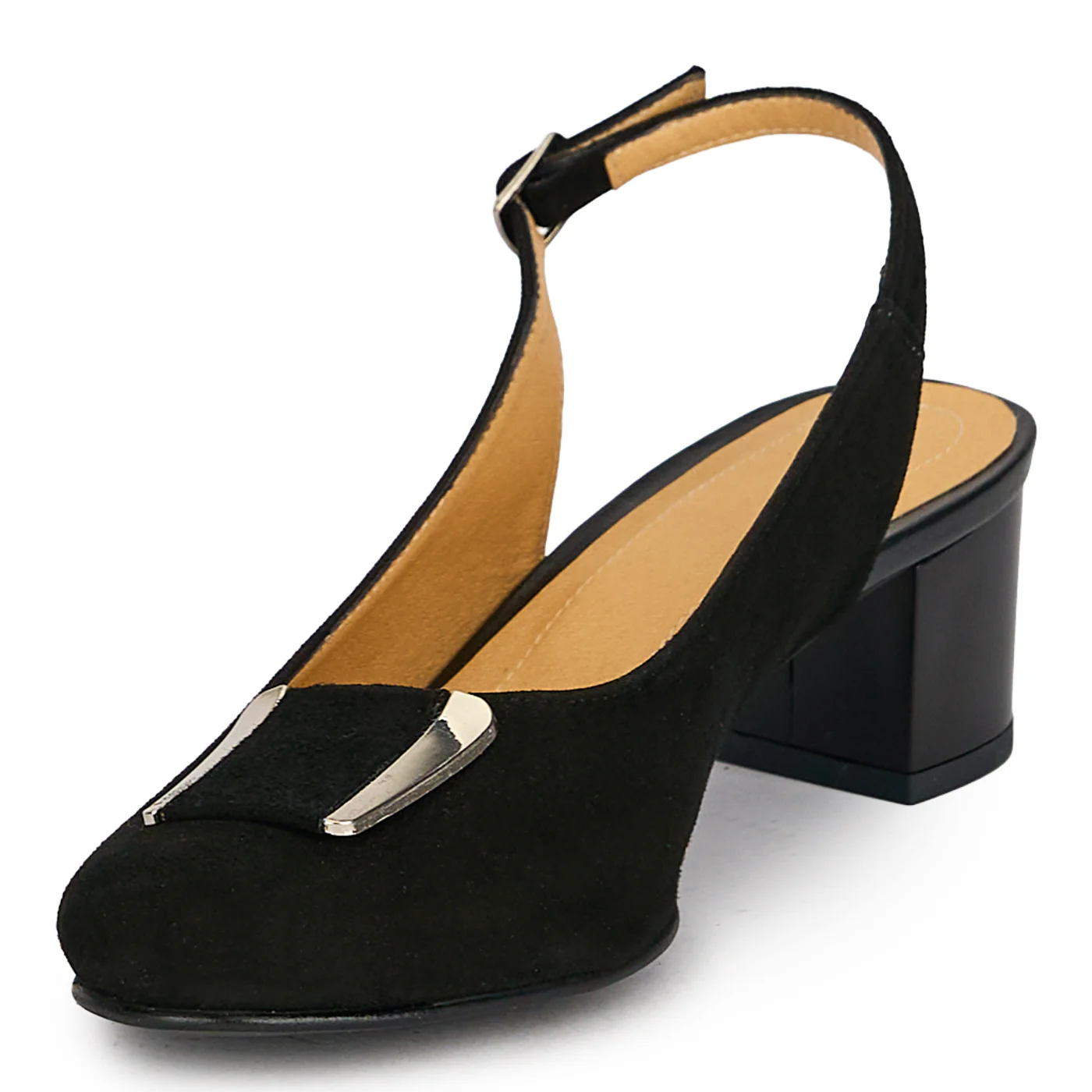 Pantofi dama din piele naturala neagra cu toc gros 5 cm 19692 - Image 3