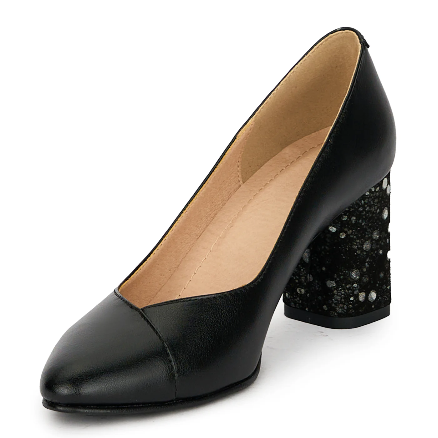 Pantofi dama din piele naturala cu toc gros 7.5 cm 17853 - Image 3