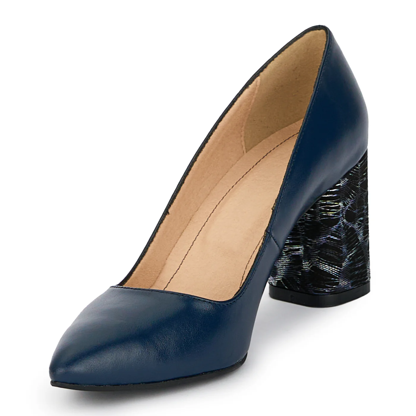 Pantofi dama din piele naturala cu toc gros 7.5 cm 17913 - Image 3