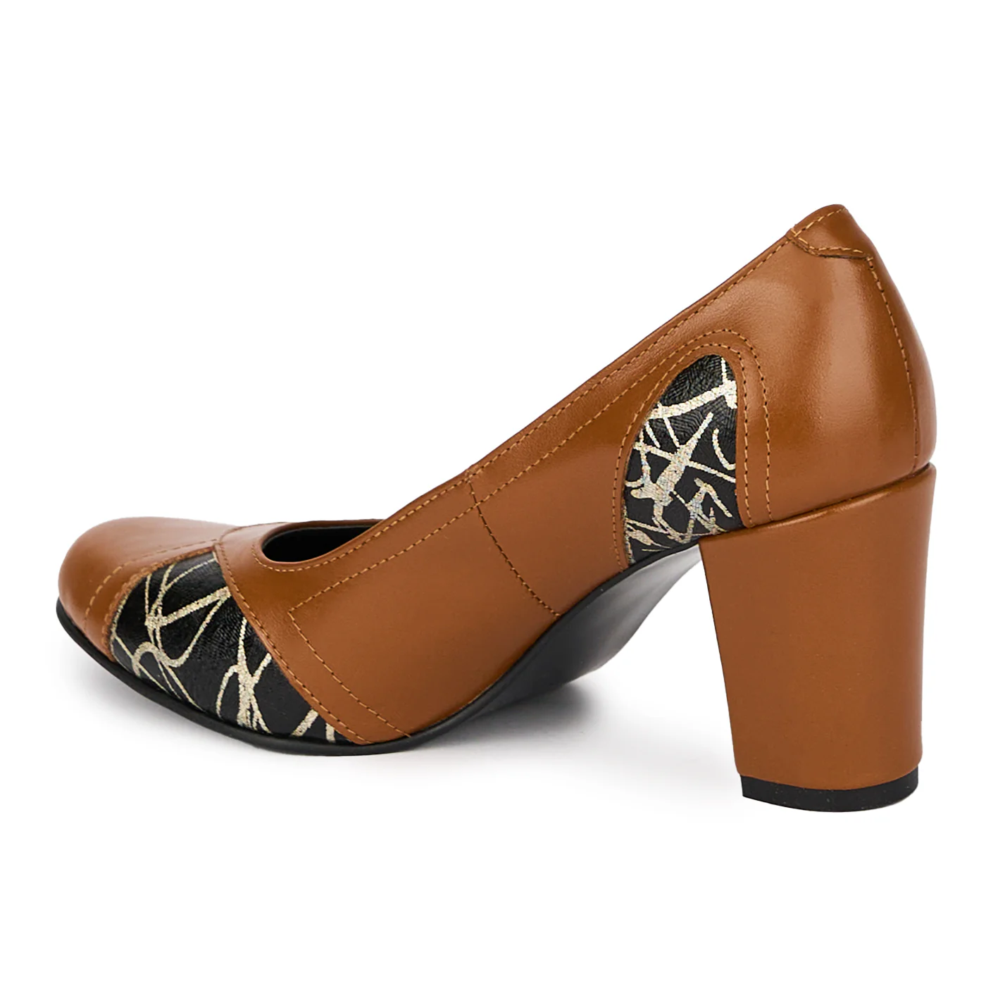 Pantofi dama din piele naturala cu toc gros 7.5 cm 17931 - Image 2