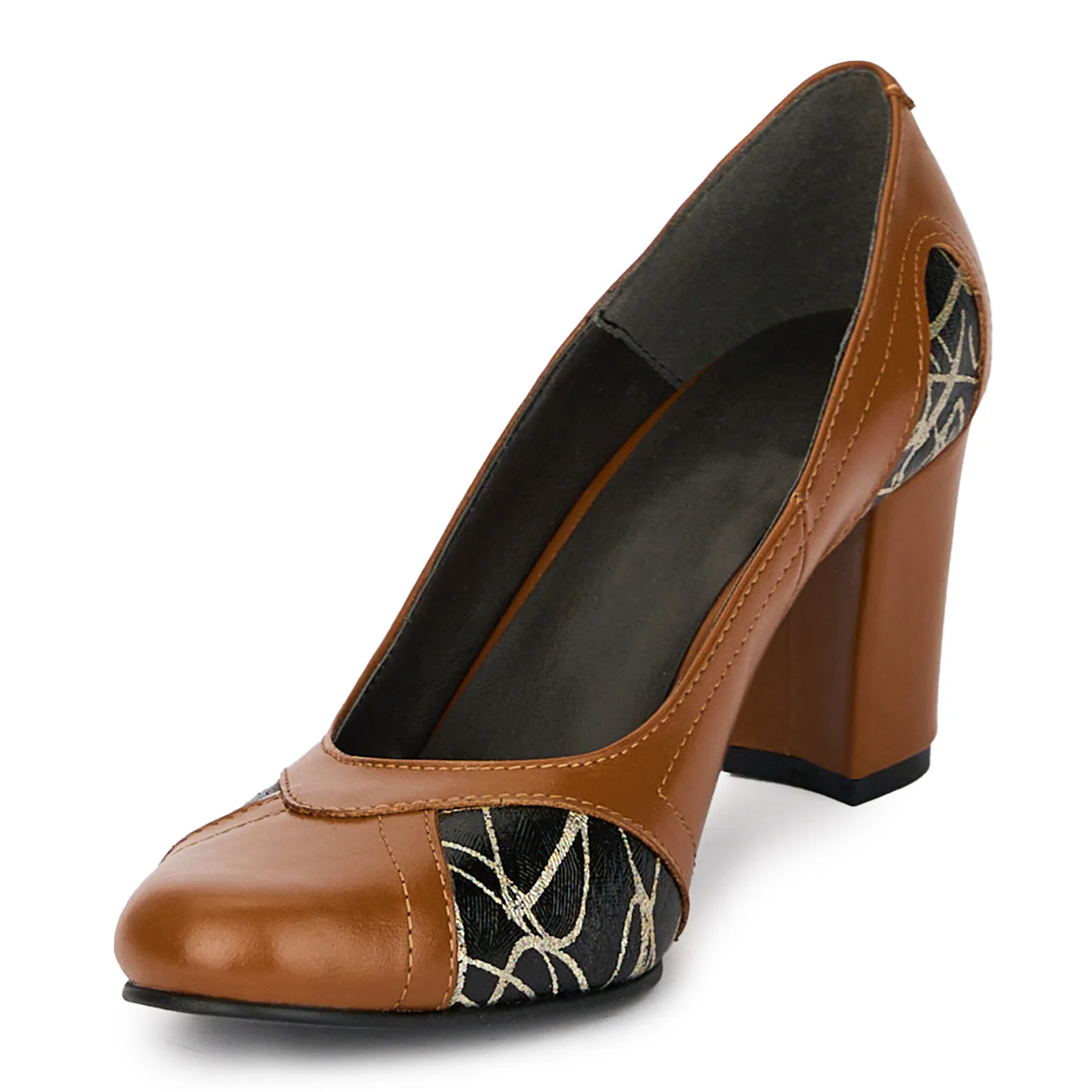Pantofi dama din piele naturala cu toc gros 7.5 cm 17931 - Image 3