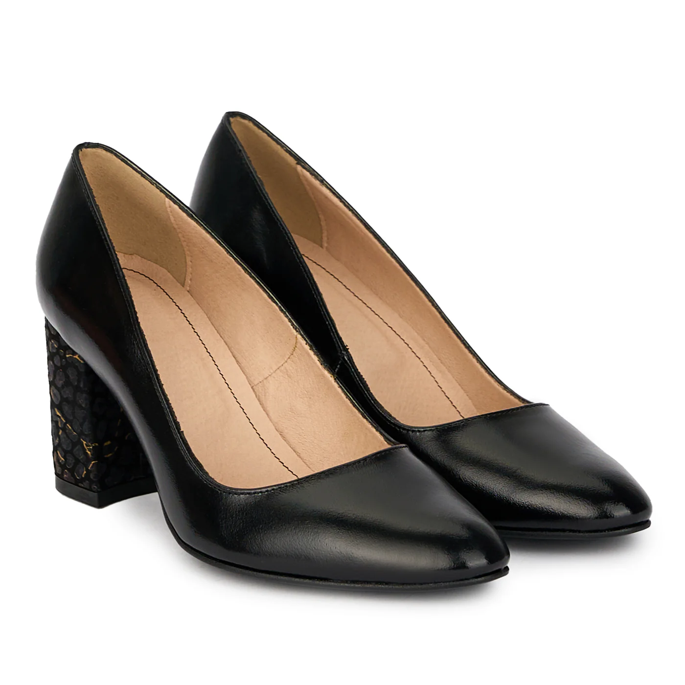 Pantofi dama din piele naturala cu toc gros 7.5 cm 17956 - Image 4