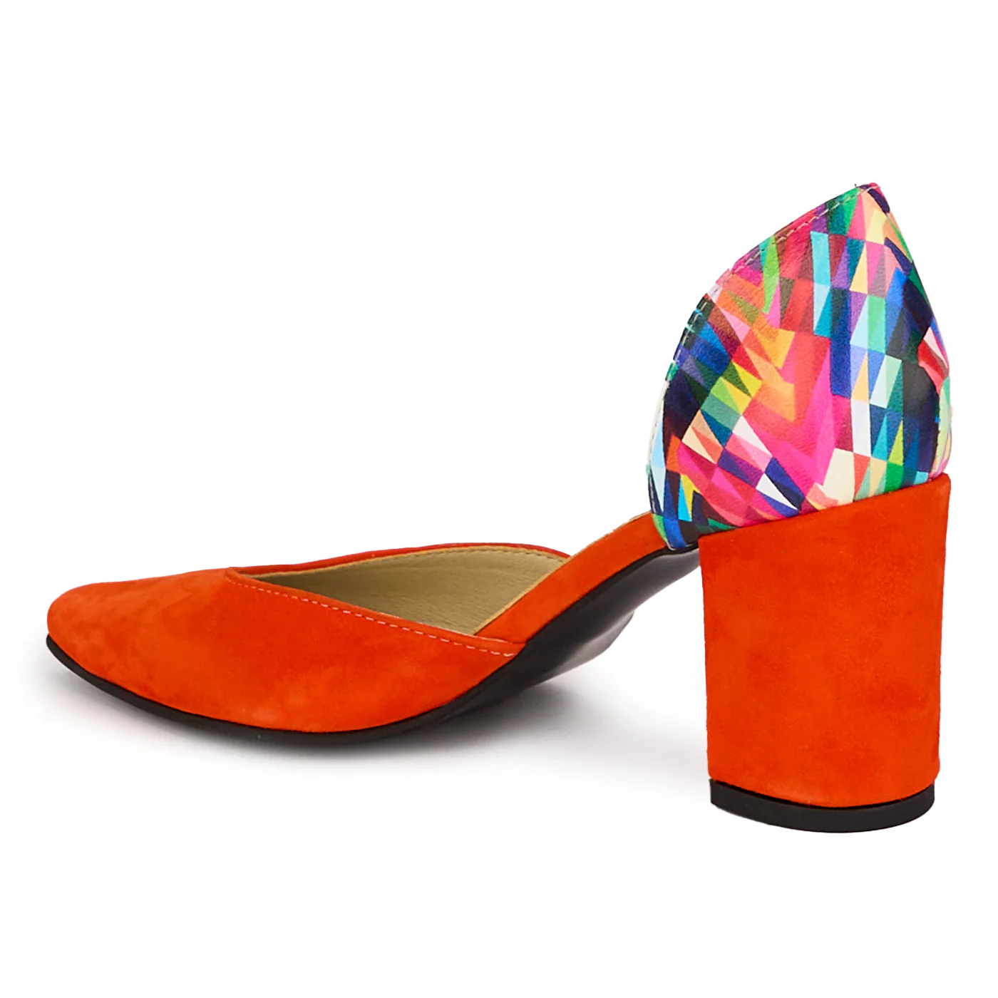 Pantofi dama din piele naturala decupati cu toc gros 7.5 cm 18321 - Image 2