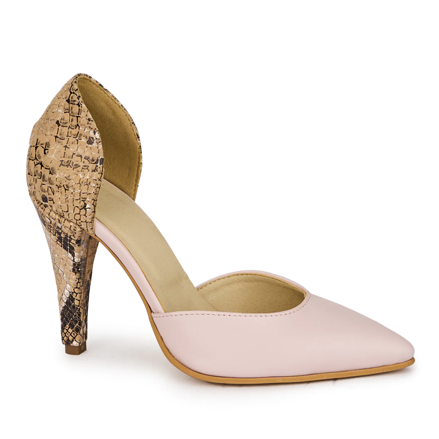 Pantofi dama din piele naturala decupati cu toc subtire 9.5 cm 18320