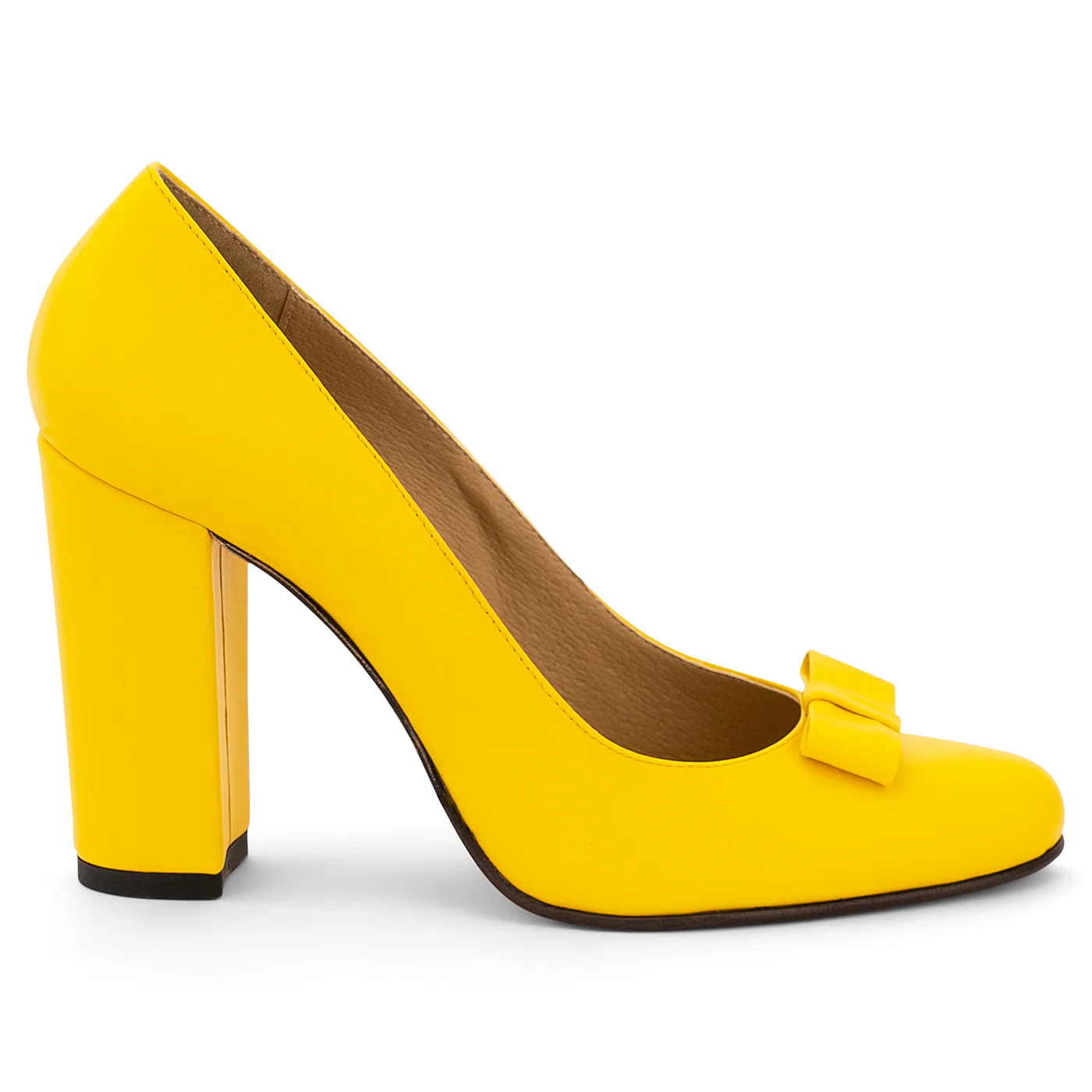 Pantofi dama din piele naturala galbena 14113
