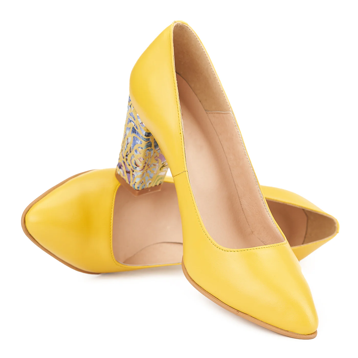 Pantofi dama din piele naturala galbena 4159 - Image 2