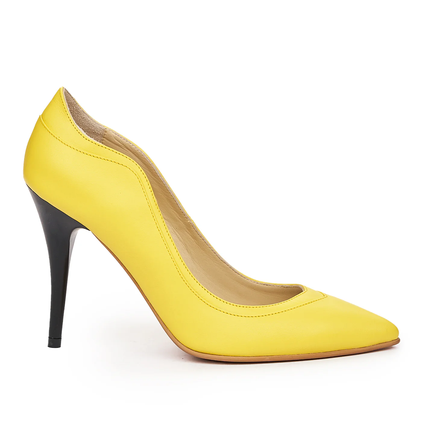 Pantofi dama din piele naturala galbena 9313