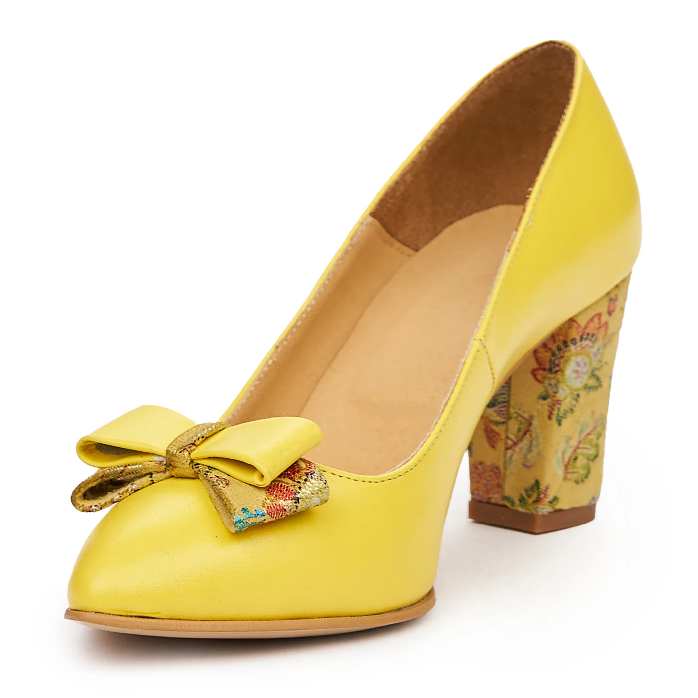Pantofi dama din piele naturala galbena 9417 - Image 4