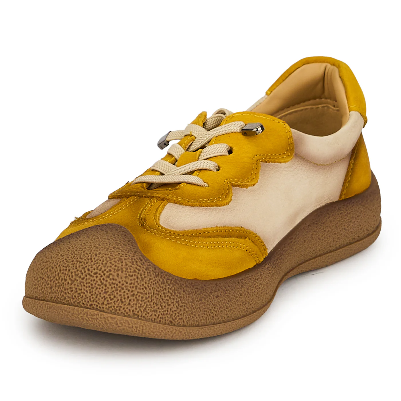 Pantofi dama din piele naturala galbena cu talpa joasa 19274 - Image 3