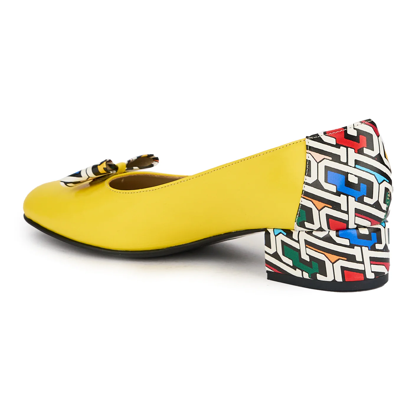 Pantofi dama din piele naturala galbena cu toc mic 3.5 cm 16237 - Image 2