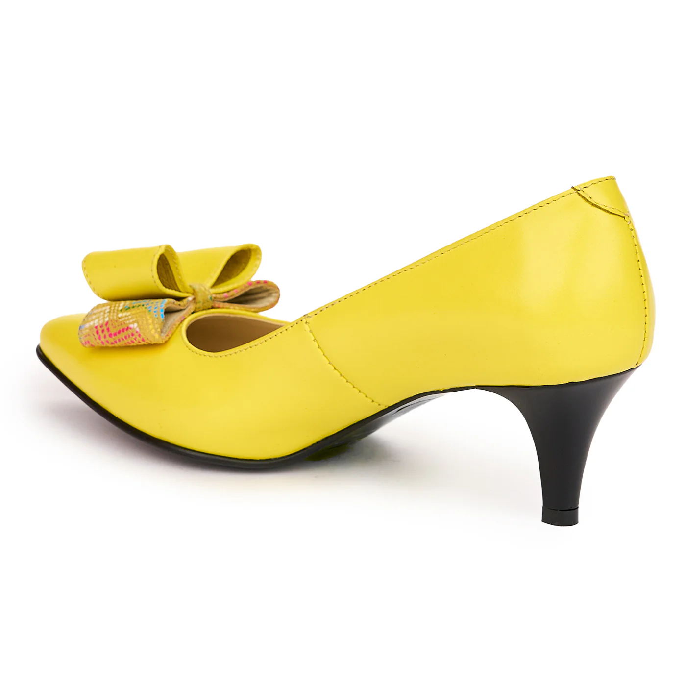 Pantofi dama din piele naturala galbena cu toc subtire 6 cm 13775 - Image 2