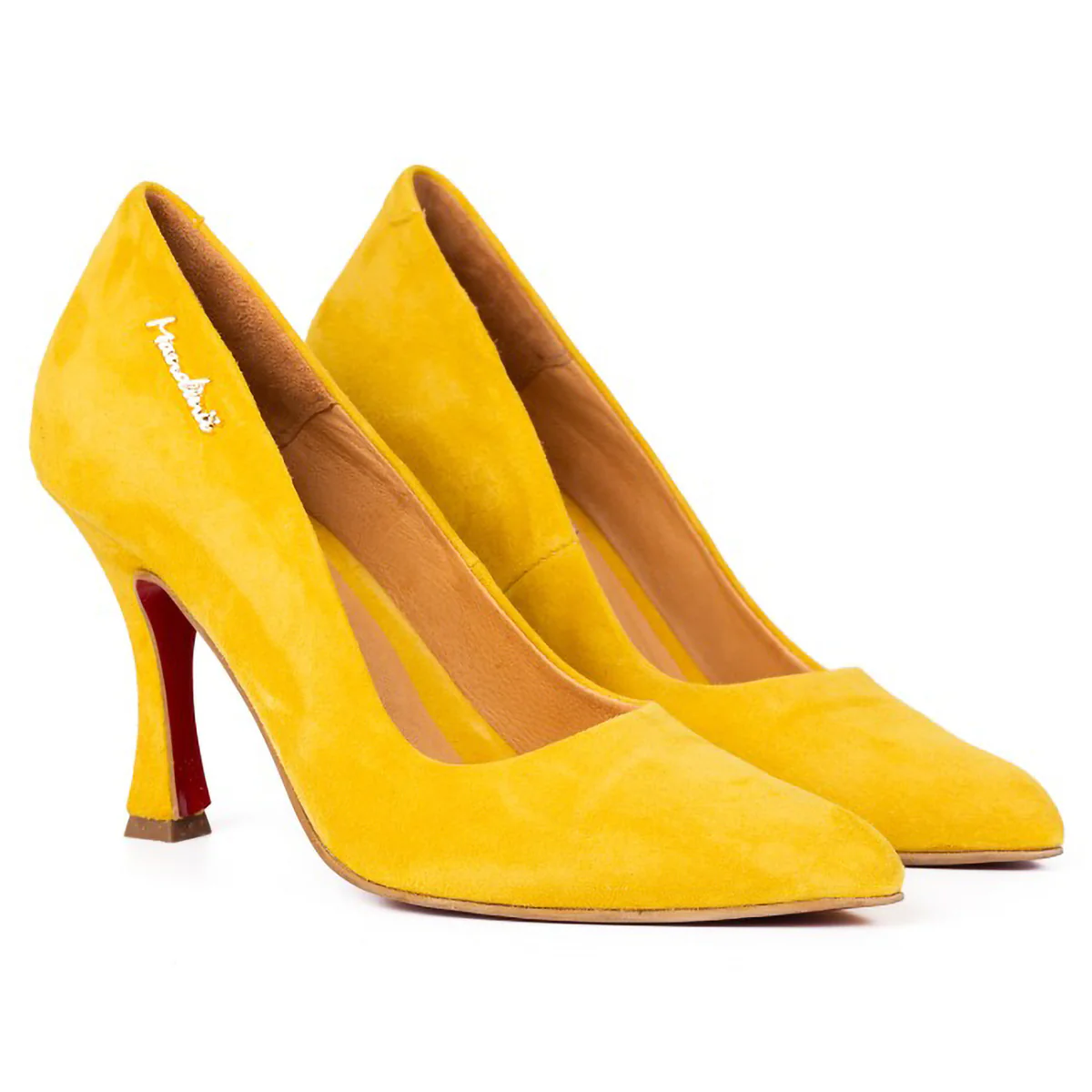 Pantofi dama din piele naturala galbena cu toc subtire 9 cm 15779 - Image 3