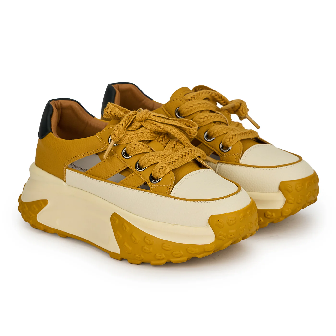 Pantofi dama din piele naturala galbena decupati lateral 19285 - Image 4