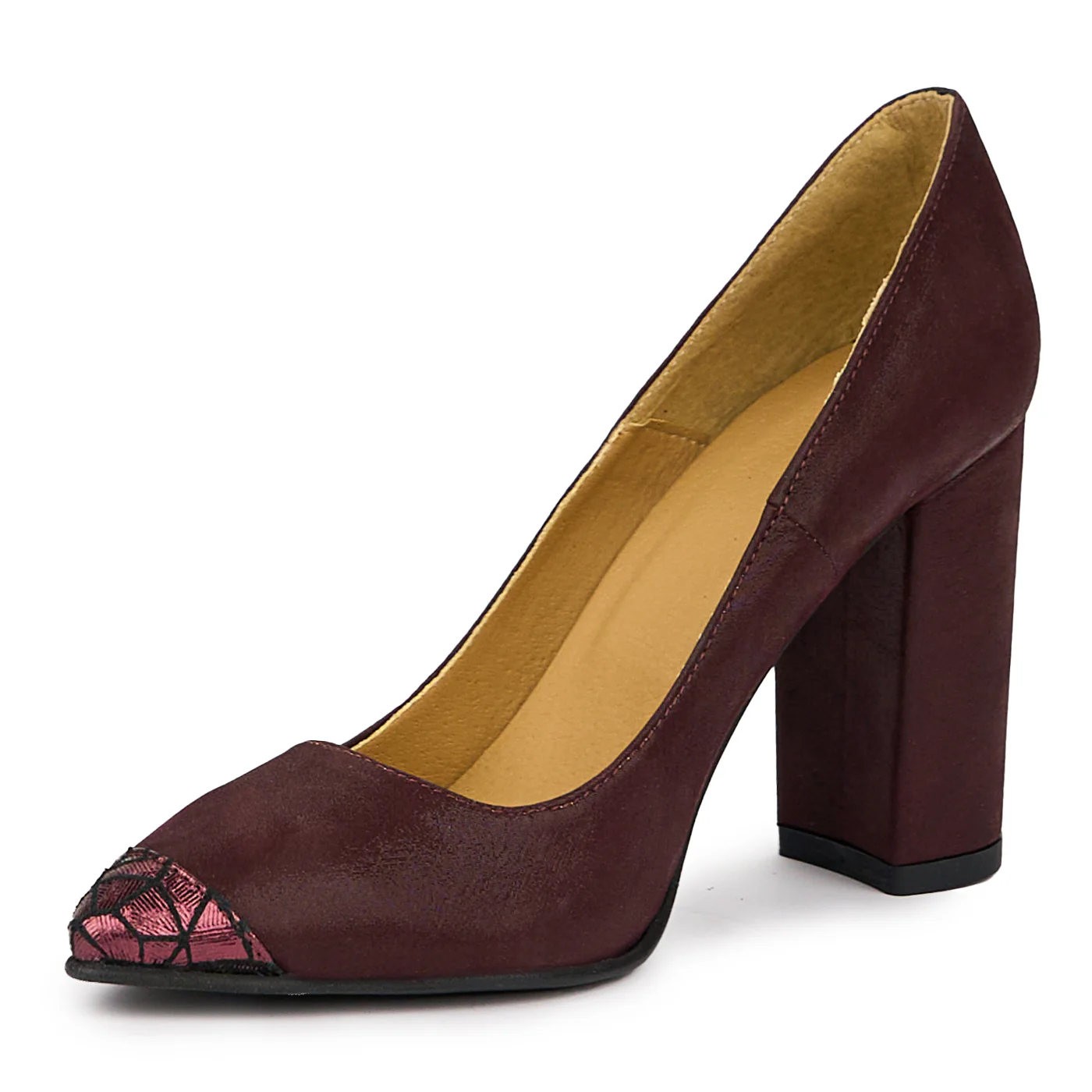 Pantofi dama din piele naturala grena 14047 - Image 3