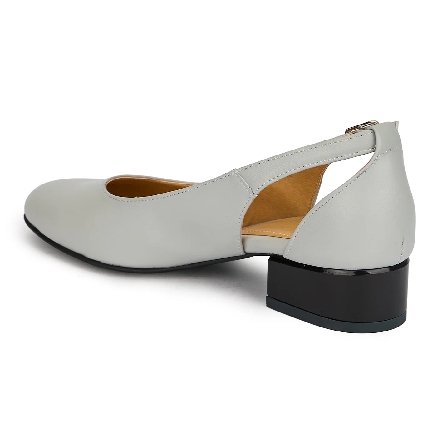 Pantofi dama din piele naturala gri cu toc mic 3.5 cm 19848 - Image 2