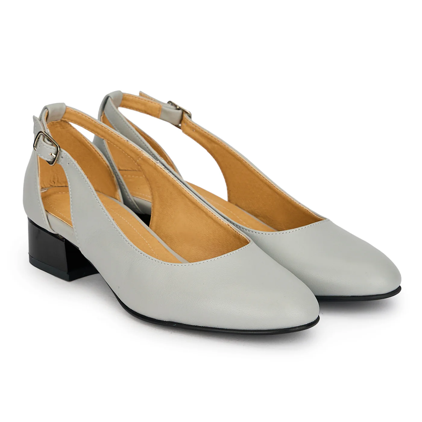 Pantofi dama din piele naturala gri cu toc mic 3.5 cm 19848 - Image 4
