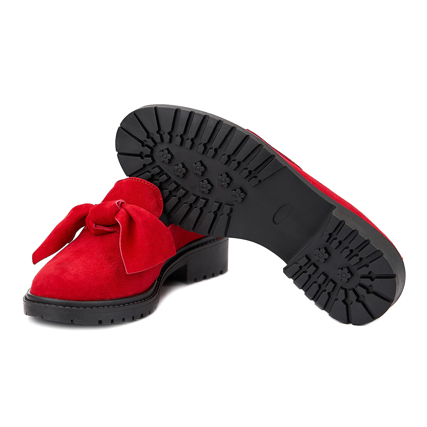 Pantofi dama din piele naturala intoarsa rosie 1377 - Image 3