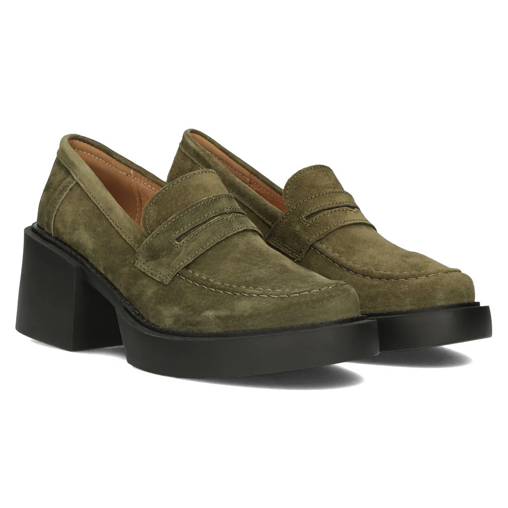 Pantofi dama din piele naturala kaki 13958 - Image 8