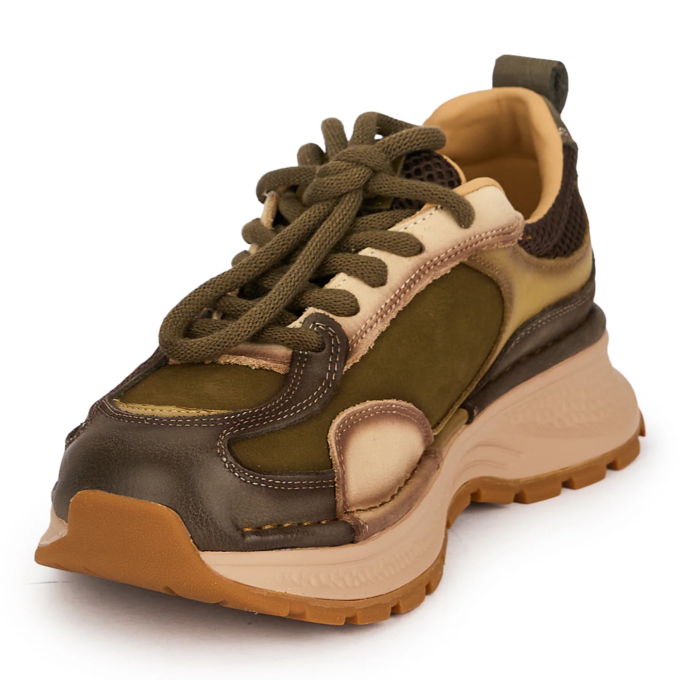 Pantofi dama din piele naturala kaki 19545 - Image 3