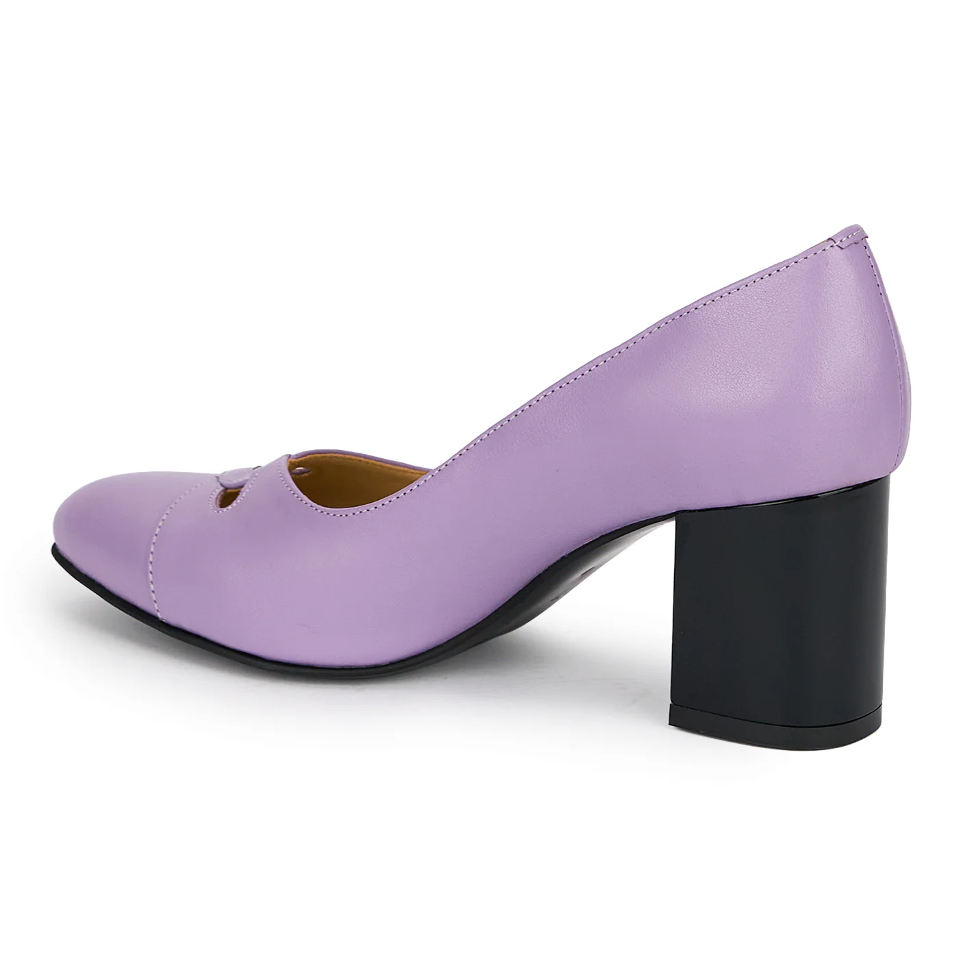 Pantofi dama din piele naturala lila cu toc gros 6.5 cm 19188 - Image 2