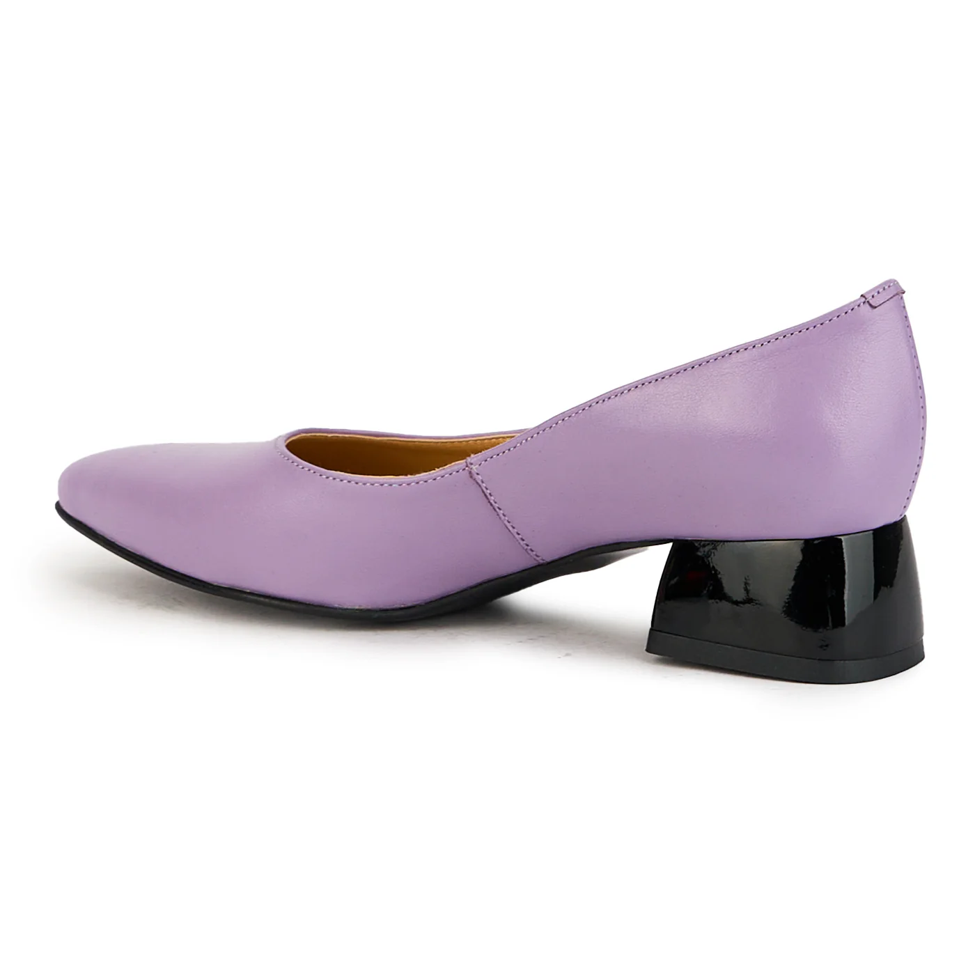 Pantofi dama din piele naturala lila cu toc gros 4 cm 17385 - Image 2