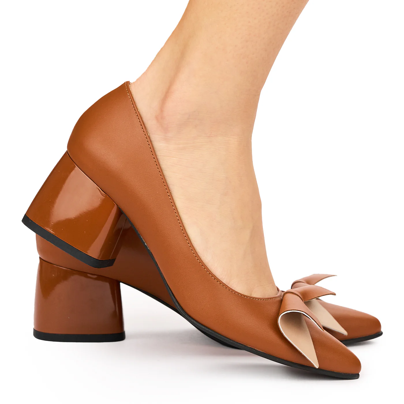 Pantofi dama din piele naturala maro 9191