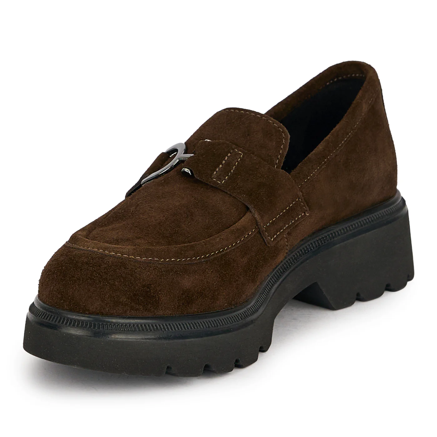 Pantofi dama din piele naturala maro cu accesoriu metalic 19098 - Image 3