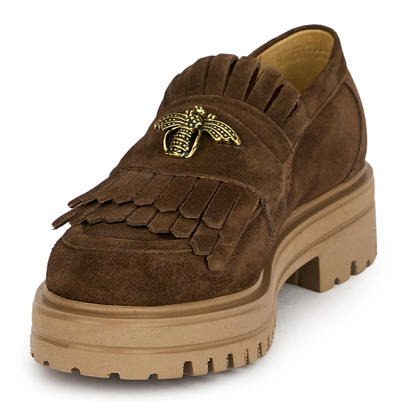 Pantofi dama din piele naturala maro cu accesoriu metalic 19823 - Image 3