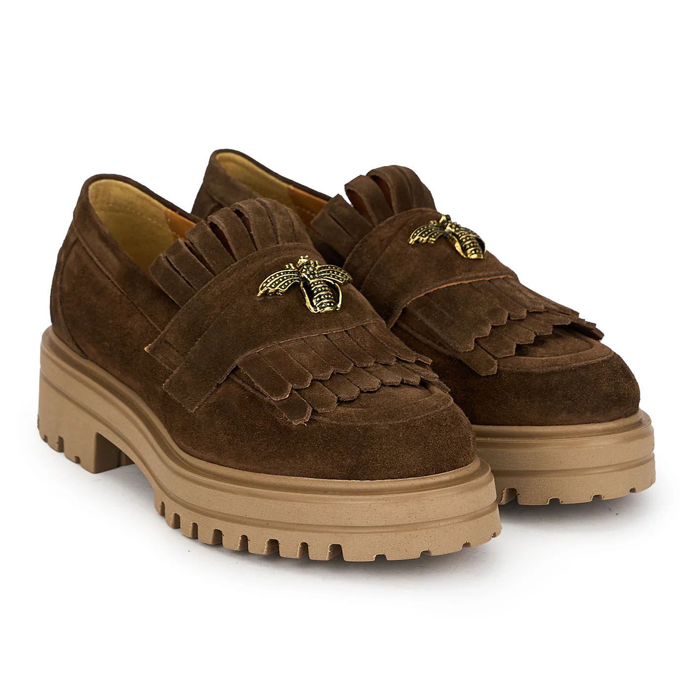 Pantofi dama din piele naturala maro cu accesoriu metalic 19823 - Image 4