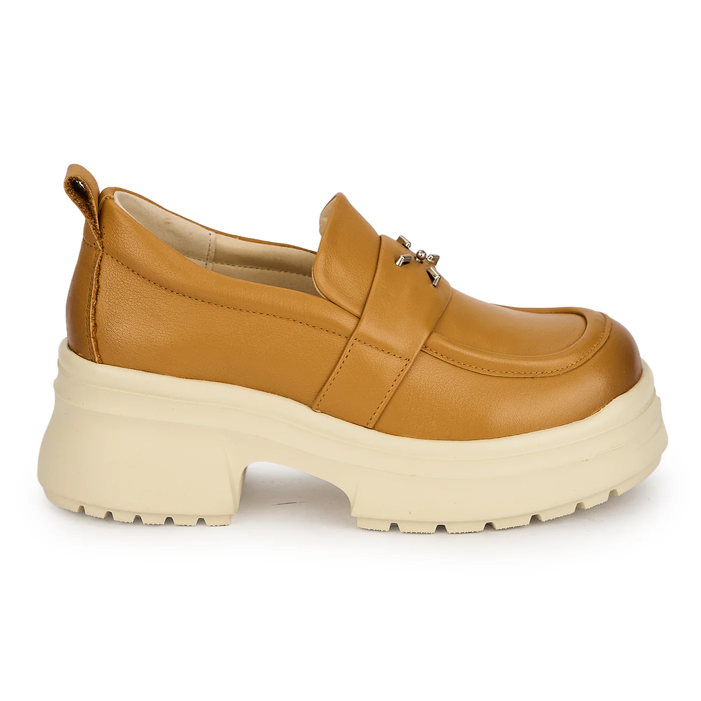 Pantofi dama din piele naturala maro cu talpa inalta 5.5 cm 19504