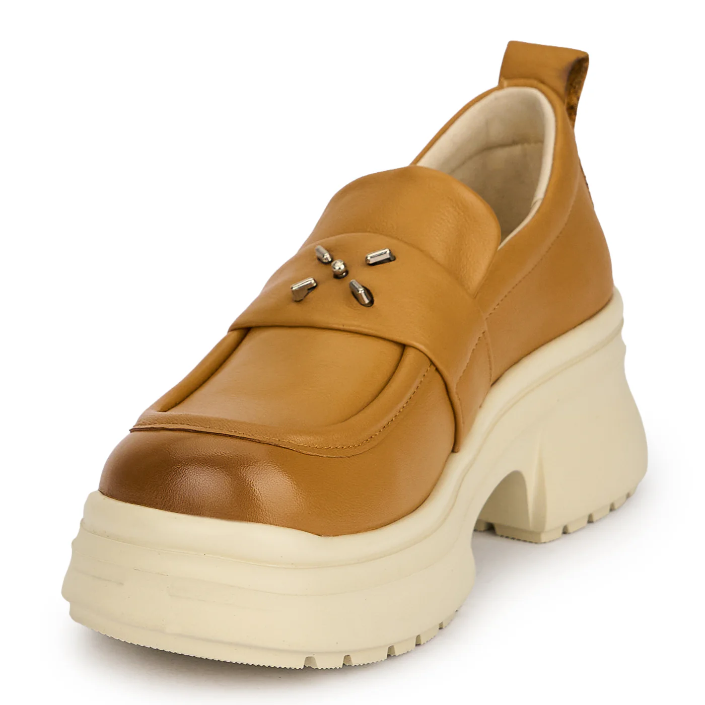 Pantofi dama din piele naturala maro cu talpa inalta 5.5 cm 19504 - Image 3