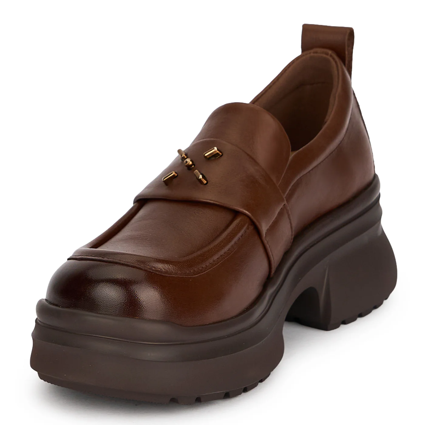 Pantofi dama din piele naturala maro cu talpa inalta 5.5 cm 19505 - Image 3