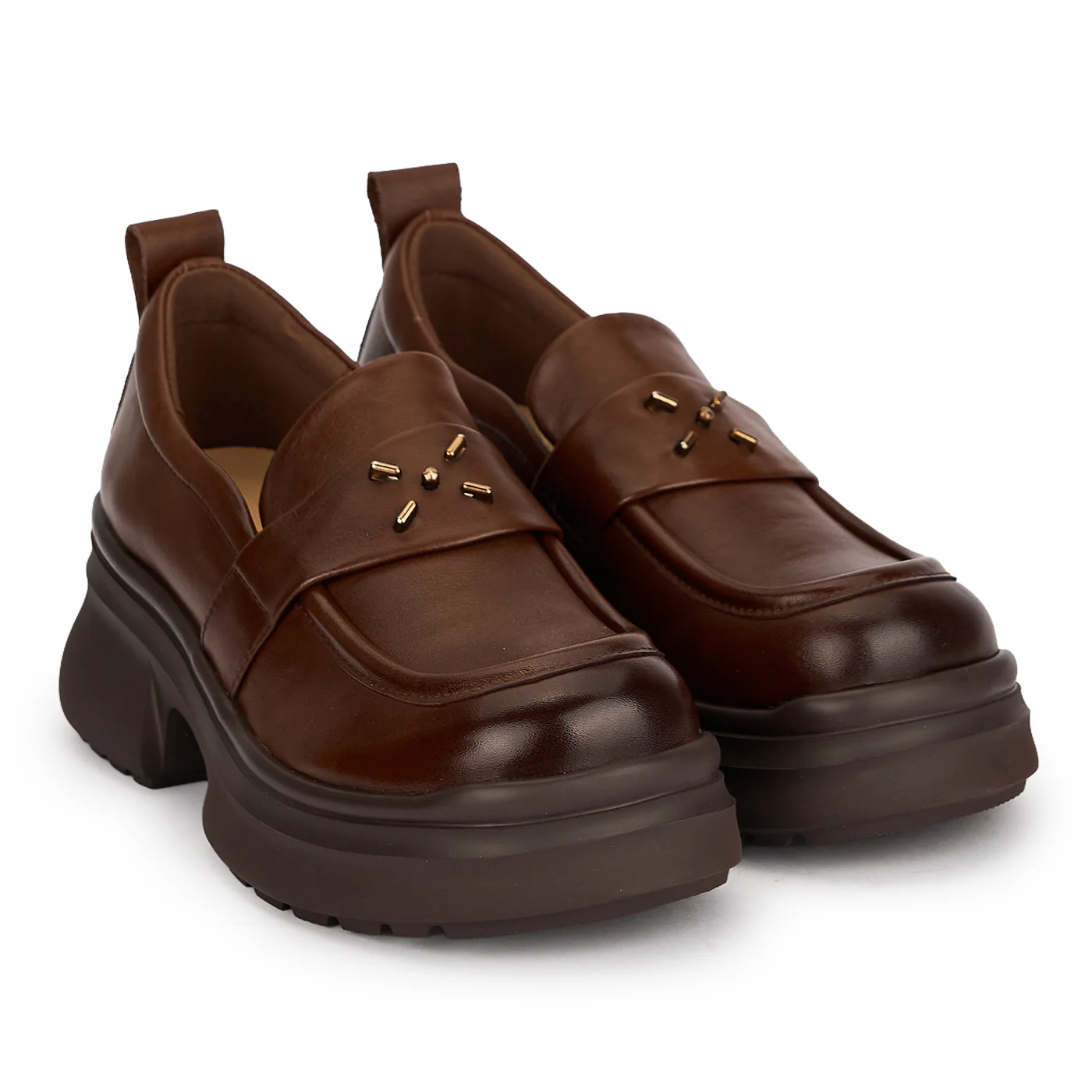 Pantofi dama din piele naturala maro cu talpa inalta 5.5 cm 19505 - Image 4